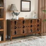 Aparador de Madera Maciza con 4 Puertas y Estantes Ajustables
