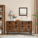 Aparador de Madera Maciza con 4 Puertas y Estantes Ajustables