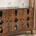 Aparador de Madera Maciza con 4 Puertas y Estantes Ajustables