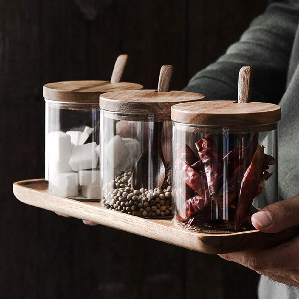Set de Frascos de Vidrio con Tapa y Cuchara de Madera