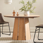 Mesa de Comedor de Madera Maciza con Base de Pedestal