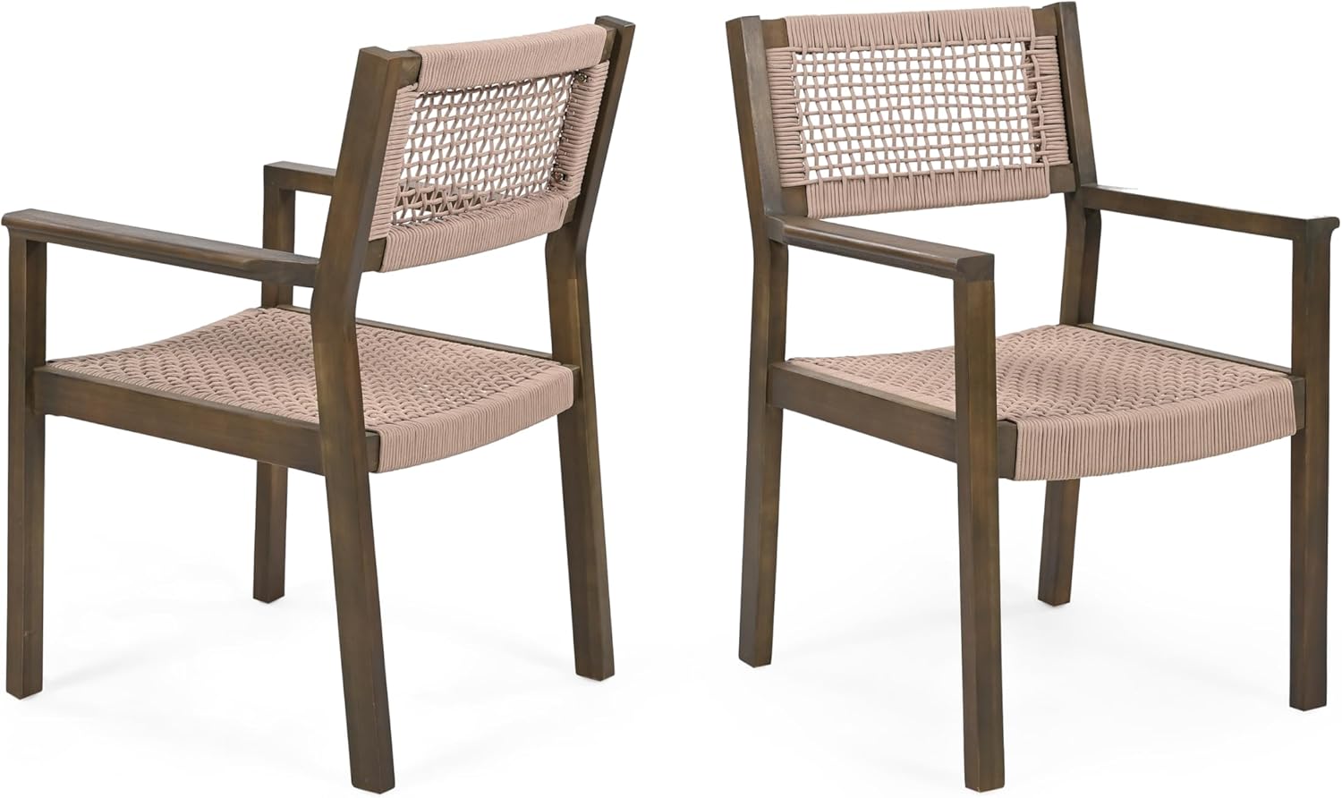 Set de 2 Sillas Trenzadas de Madera de Acacia