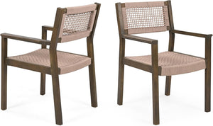 Set de 2 Sillas Trenzadas de Madera de Acacia