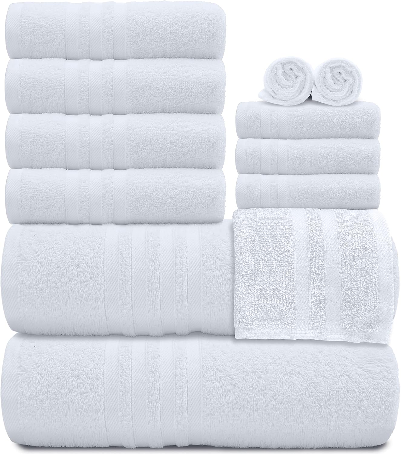 Juegos de Toallas de 12 Piezas en Blanco