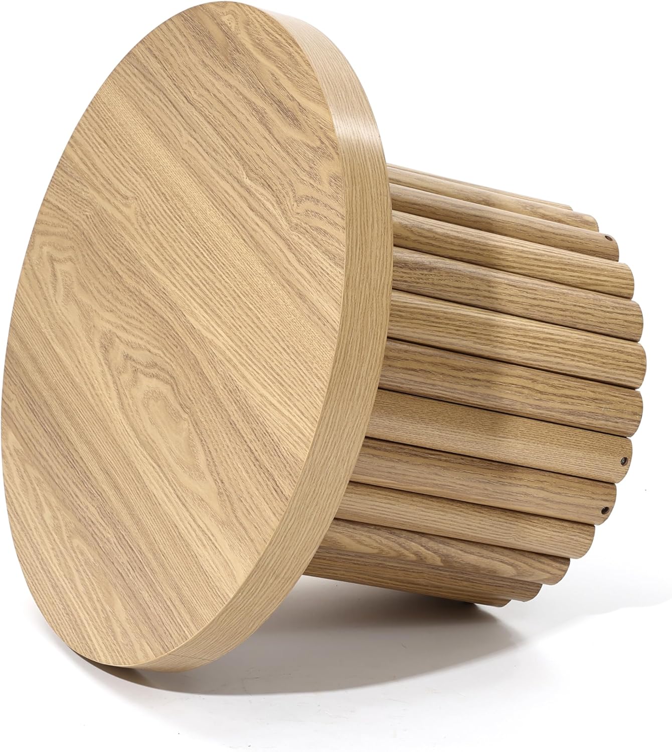 Mesa de Centro Redonda de Madera de Roble