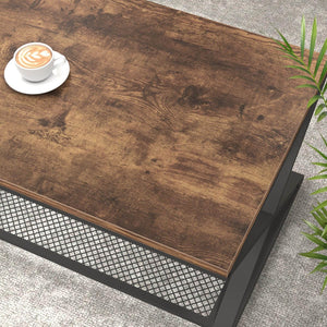 Mesa de Centro Rústica con Base de Metal