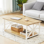 Mesa de Centro de Madera con Estantes de Almacenamiento