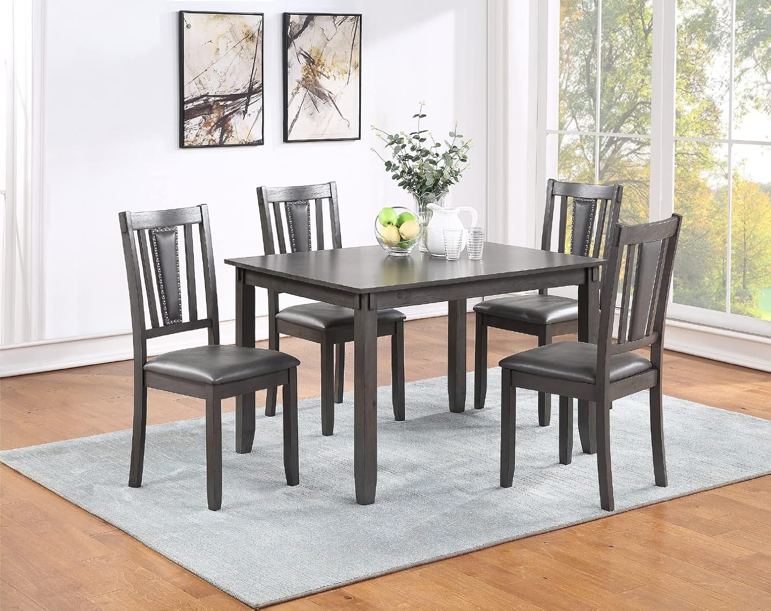 Juego de Comedor de 5 Piezas Mesa y Sillas Tapizadas