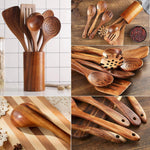 Juego Completo de Utensilios de Cocina de Madera