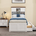 Doble Cama de Madera Maciza con Cabecera y 3 Cajones