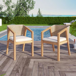 Set de 2 Sillas de Madera con Respaldo de Ratán y Cojín