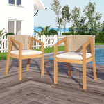 Set de 2 Sillas de Madera con Respaldo de Ratán y Cojín