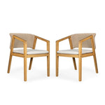 Set de 2 Sillas de Madera con Respaldo de Ratán y Cojín