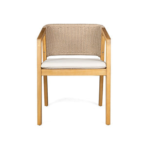 Set de 2 Sillas de Madera con Respaldo de Ratán y Cojín