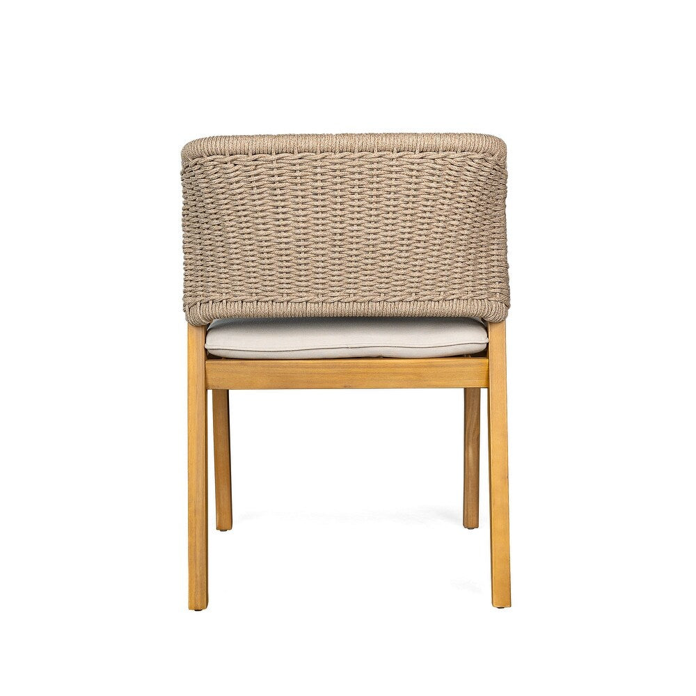 Set de 2 Sillas de Madera con Respaldo de Ratán y Cojín