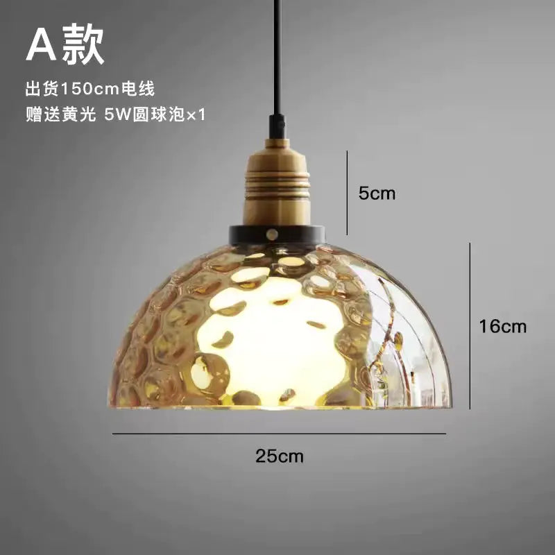 Nordic Vintage Glass Pendant Light for Restaurants & Cafes