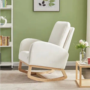 Beige Velvet Rocking Chair
