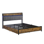 Cama con Cabecera para Almacenamiento y Estación de Carga y Luces LED