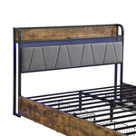 Cama con Cabecera para Almacenamiento y Estación de Carga y Luces LED