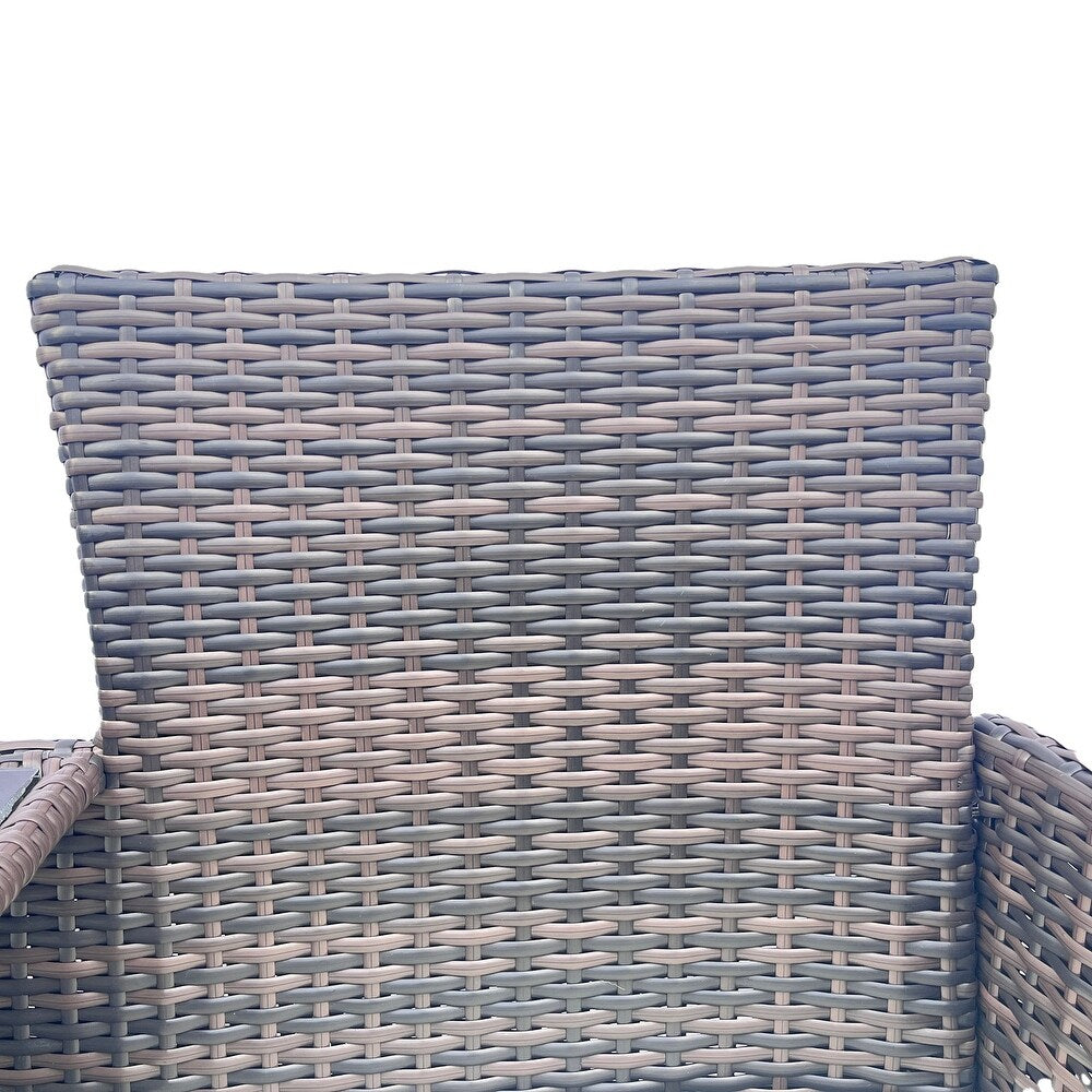 Set de 2 Sillas de Ratán con Mesa y Cojines Desmontables
