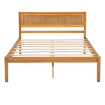 Platform Bed Frame With Headboard, Wood Slat Support, No Box Spring Needed, Full, Oak