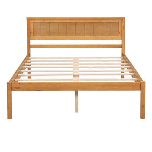 Platform Bed Frame With Headboard, Wood Slat Support, No Box Spring Needed, Full, Oak