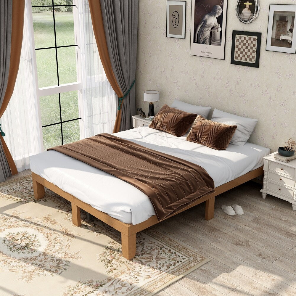 Cama de Madera Maciza de Caucho