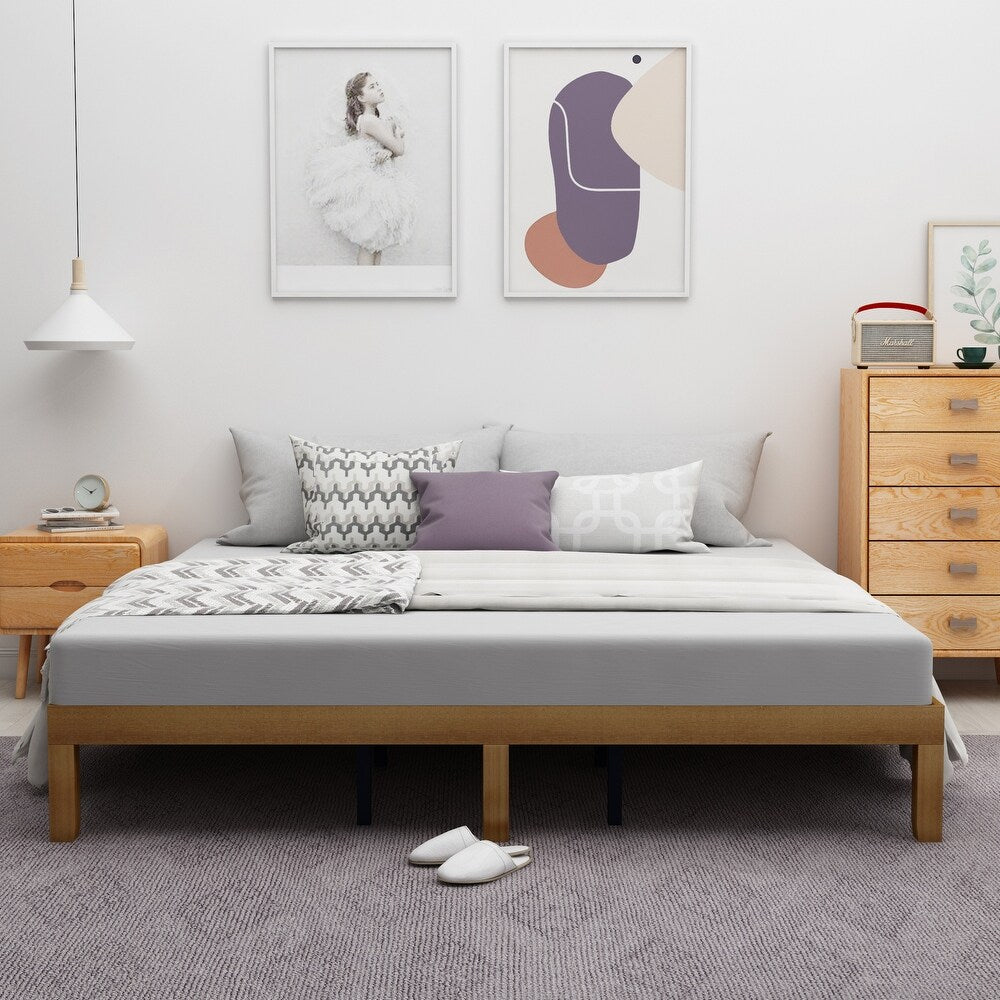 Cama de Madera Maciza de Caucho