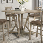 Mesa de Comedor Cuadrada de Madera de Caucho