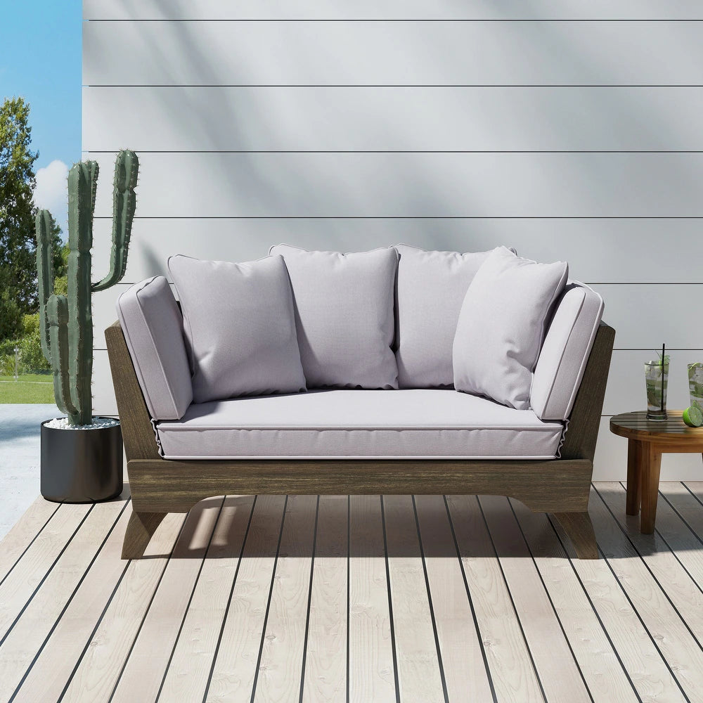 Sofá Cama de Madera de Acacia con Cojines Impermeables