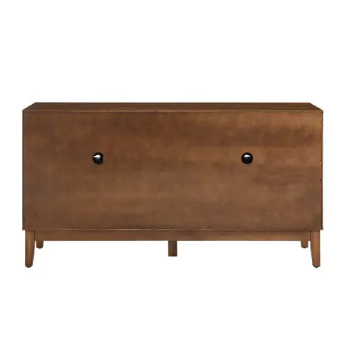 Aparador de Madera Maciza con 4 Puertas y Estantes Ajustables
