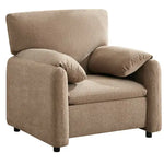 Contemporary Chairs, Oversized Chenille Armchairs, Comfortable Upholstered Single Lounge Armchairs