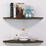 JORIKCHUO 10 inch Corner Wall Shelf Set of 2 Solid Wood Corner Floating Shelves for Wall Round End Wall Mounted Floating Shelf for Bedroom Living Room and Kitchen (White-10 inch)