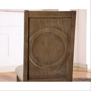 Transitional Style 2pcs Side Chairs Rustic Oak Solid Wood Beige Fabric Dining Room Furniture Chair Polyster