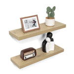 Acovy 24 Inch Floating Shelves 8 Inch Deep Floating Shelves for Wall Hanging Shelf with Invisible Brackets Deep Shelves for Bathroom Bedroom Living Room Oak Set of 2