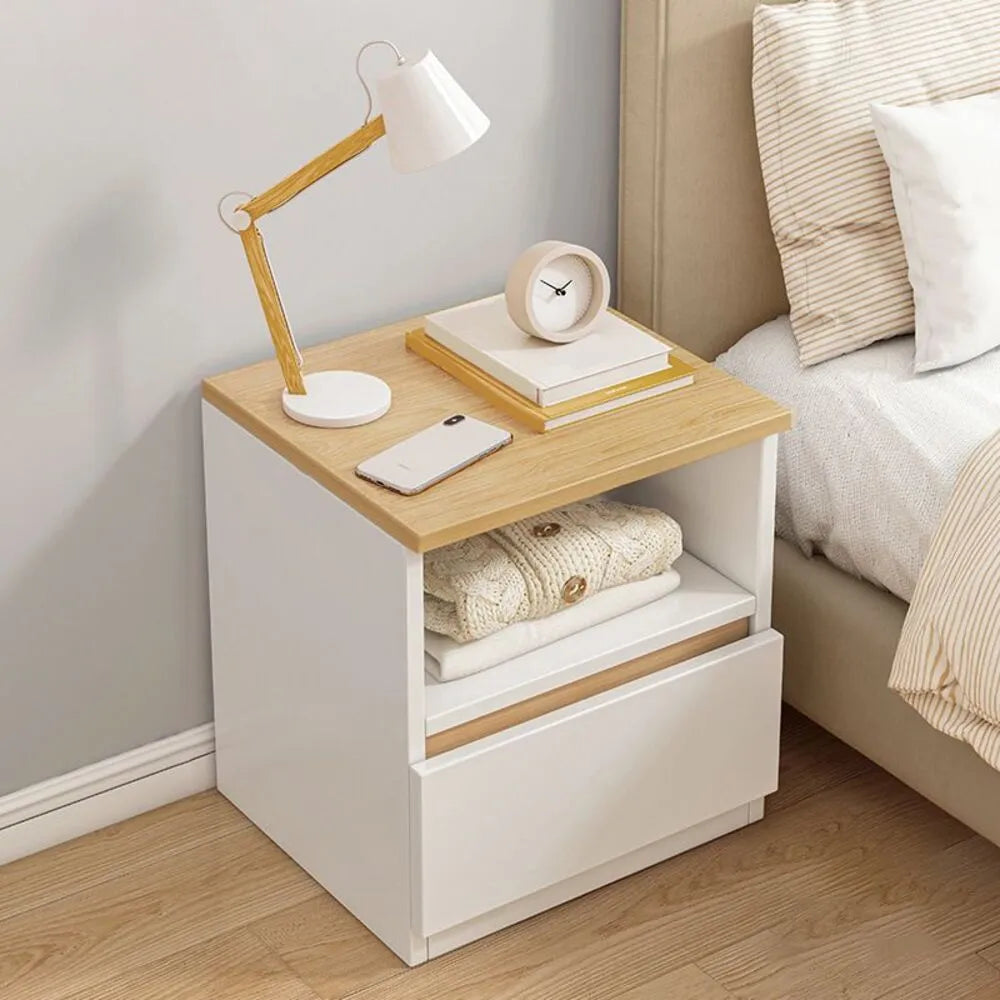 Mesa de Noche de Madera Artesanal
