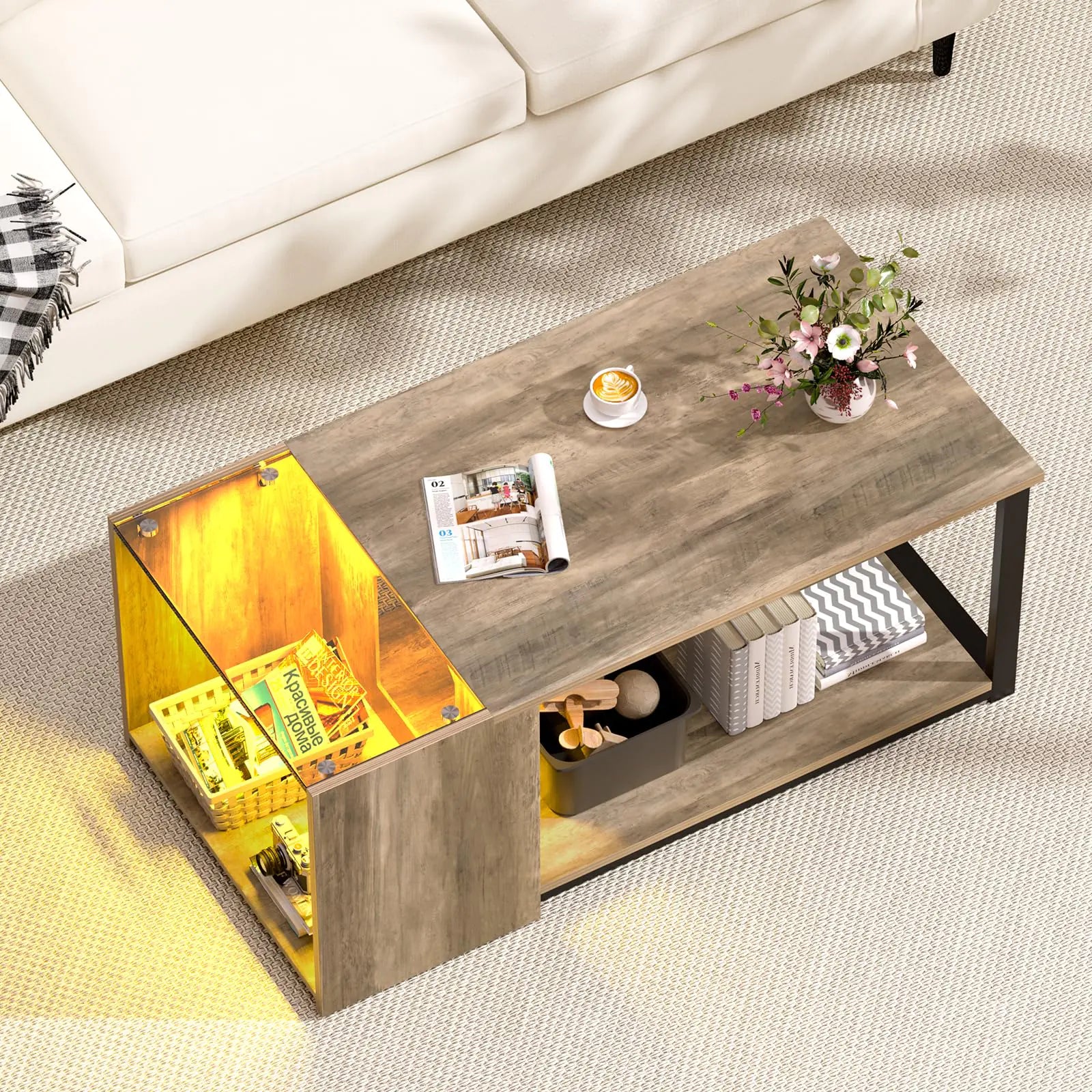 Mesa de Madera Multifuncional con Espacio para Almacenamiento