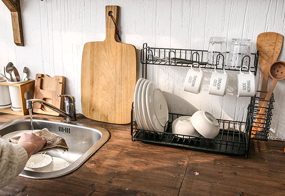 Escurridor de Platos de 2 Niveles Multifuncional para la Cocina