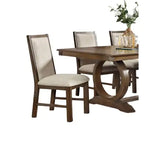 Transitional Style 2pcs Side Chairs Rustic Oak Solid Wood Beige Fabric Dining Room Furniture Chair Polyster