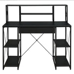 Black Office Desk With Open Shelves And Hutch