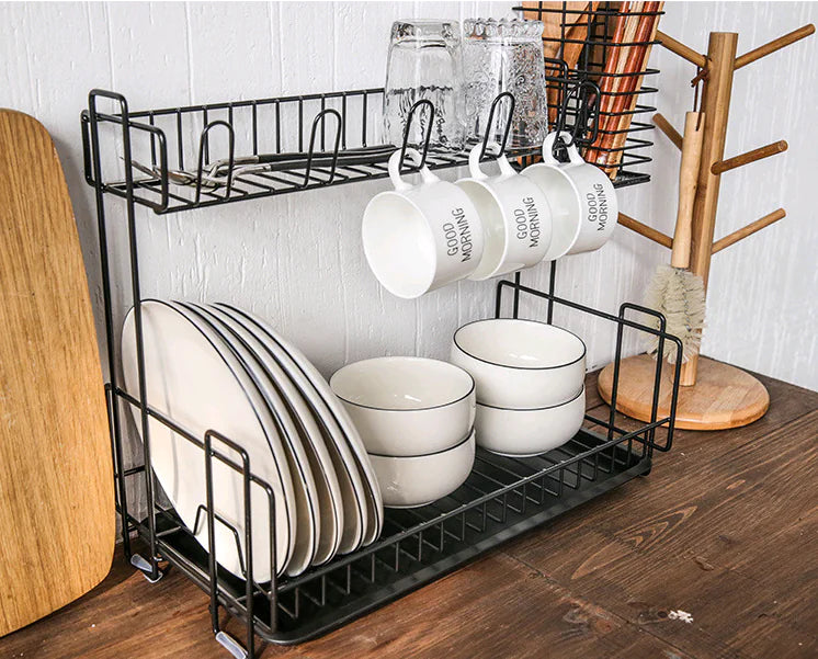 Escurridor de Platos de 2 Niveles Multifuncional para la Cocina