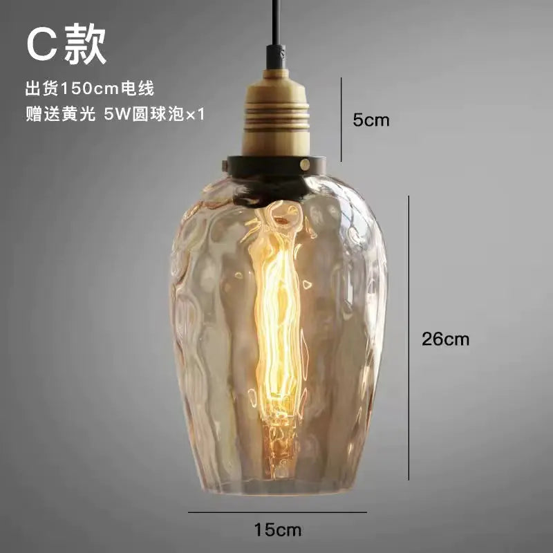 Nordic Vintage Glass Pendant Light for Restaurants & Cafes